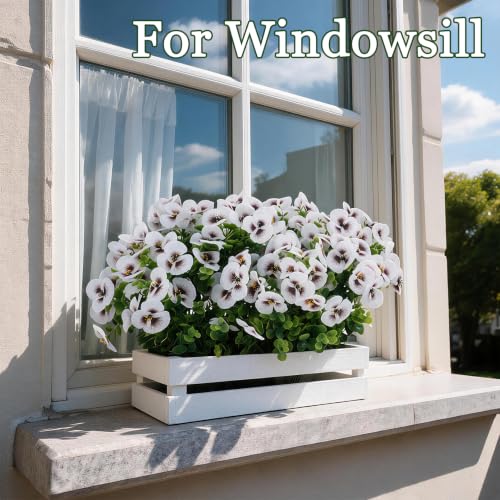 10 Bundles Artificial White Orchid Stems, Fake Outdoor Plants for Porch, UV Resistant Faux Flowers for Wedding Decor, Spring Outdoor Flowers, Table Centerpiece - color: White-10