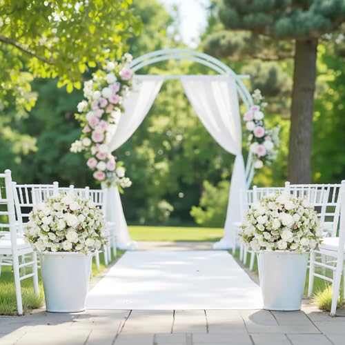 24" Artificial Potted Flowers for Outdoors Set of 2 - UV Resistant Faux White Silk Peonies with Eucalyptus Plants in Cement Pots for Outside Front Porch Home Indoor Decor - color: White, size: 24" Classic Peony