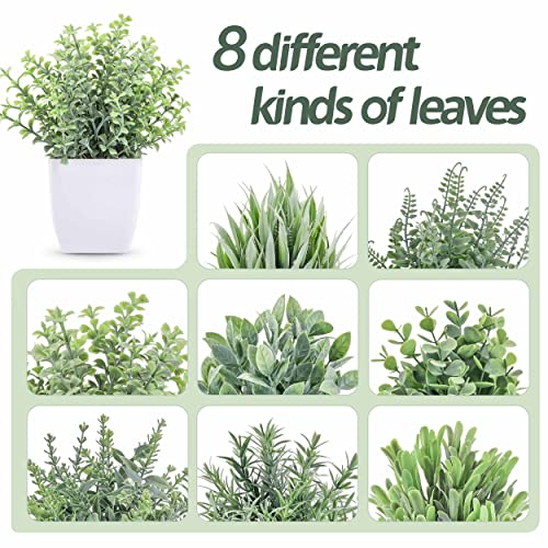 Der Rose 8 Pack Fake Plants Small Artificial Faux Potted Plants for Home Office Farmhouse Bathroom Bedroom Decor Indoor - color: Grey