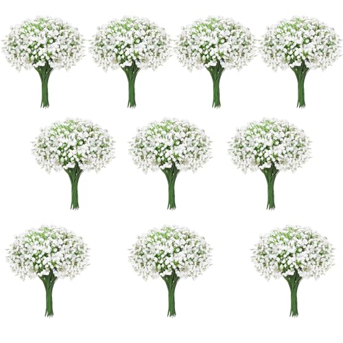 200Pcs Babys Breath Artificial Flowers-Gypsophila Babys Breath Flowers Artificial Bulk-White Real Touch Fake Flowers for Wedding Home Garden Decor - size: 200 Pcs