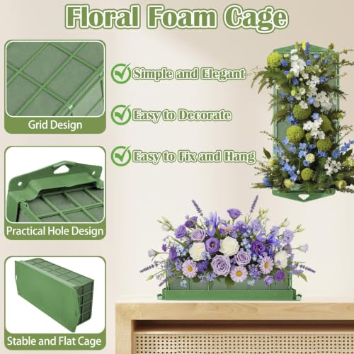 3PCS Floral Foam Cage, Flower Cage Holder, Dry and Wet Rectangle Flower Arrangement, Hangable Green Blocks Floral Foam Cages for Artificial Flesh Flower Wedding Holiday, Home, Garden Party Decoration - size: 3 PCS