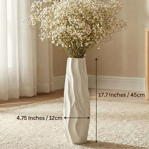 Large Ceramic Floor Vase 17.7 Inches Tall,Tall Vases for Floor White Modern Flower for Home,Farmhouse,Living Room Décor,Simple Origami Design Decorative Porcelain Flower Arrangement Vase Ideal Gift - color: Shape 2, size: 17.7 inch