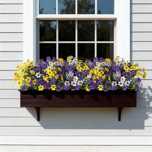 Homsunny Artificial Fake Flowers for Outdoor Spring Decoration, 12 Bundles Faux Plants Silk Daisy UV Resistant Realistic for Outside Porch Patio Balcony Planter Yard Garden Home Decor(Mixed 3) - color: Multicolor Blend 5