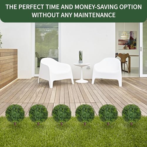 25 Inch Artificial Boxwood Topiary Ball Trees Set of 4, UV Resistant Faux Shrubs with Stable Base, Realistic Indoor Outdoor Fake Plants for Front Porch, Garden, Patio & Home Decor - color: Light Green