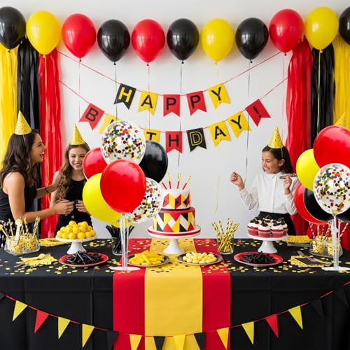 TONIFUL Mouse Birthday Table Decorations Red Yellow Black Table Centerpiece Balloons Stand Holder Kit for Mouse Theme Favor Baby Shower Kids Party Supplies - color: Black Red Yellow