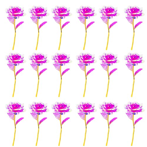 20PCS Artificial Colorful Flowers Galaxy Rose Crystal Flower Glass Rose Gifts for Wedding, Mother' s Day Memorable Days, Pink - color: Pink