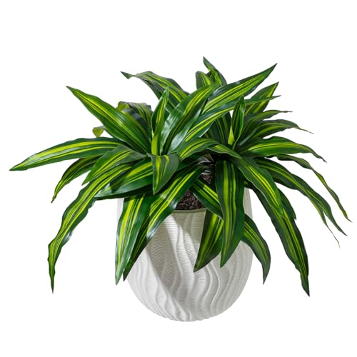 ucky 19.5" Artificial Dracaena Leaves Branches (20 Leaves, Gradient Green), 3D Textured Faux Tropical Plant Centerpiece for Living Room Decor - color: 2pcs Gradient Green, size: 20 Leaves