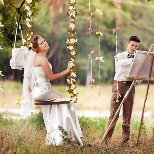 8Pcs 63Ft Cream Rose Garland, Fake Flower Vines, Artificial Vine Flowers, Rose Hanging Garland for Party Wedding, Garden, Room Table, Christmas, Backdrop Wall Arch Decor - color: Cream, size: 8Pcs-63Ft