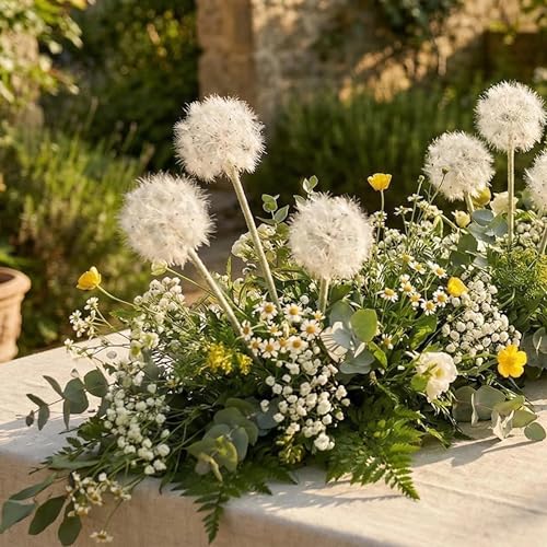 TOPIA Artificial Dandelion Flowers Lovely Faux Dandelion Flowers for Home Decoration (4 Pcs) (White) - color: White, size: 4