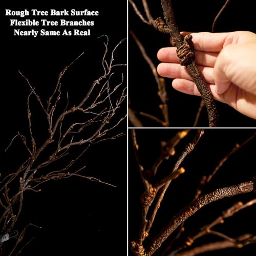 4Pcs Bendable Realistic Artificial Tree Branches Faux Cherry Blossom Wood Craft Twigs Garland Grape Cane Vines Plants Stick Wall Hanging Climbing Limbs For Jungle Event Party Halloween Arch Decoration