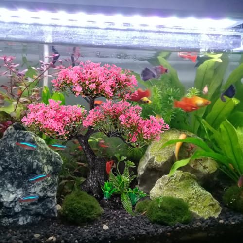 PartyKindom Artificial Aquarium Plants Realistic Fish Tank Decorations Set for Turtle Tanks Plastic Aquarium Decor with Soft Swaying Water Plants 11.41X9.44X4.33 in Underwater Landscape