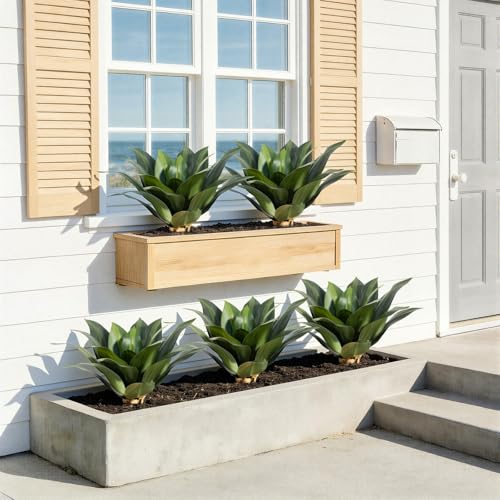 Artificial Agave Plant 27.95Inch Artificial Agave Plants Outdoor Set, Large Fake Plants Indoor for Home Decor, Realistic UV Resistant Faux Succulents Plants Without Pot, Set of 2 - color: Agave, size: 27.95in