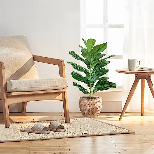 30" Little Artificial Fiddle Leaf Fig Tree/Faux Ficus Lyrata for Home Office Decoration