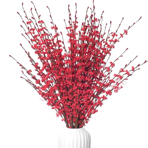 10Pcs Long Stem Jasmine Red Flowers Artificial Valentine's Day 29.5"/75cm Faux Jasmine Bouquet for Wedding Floral Arrangement Home Office Party New Year Festival Decoration - color: Red, size: 10 PCS