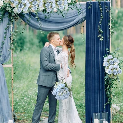 8 Bundles Artificial Peonies Flowers Boho Faux Flowers Arrangements Artificial Centerpiece Spring Bouquet Floral Wedding Decoration for Vase(Blue) - color: Blue