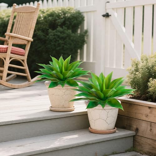 Artificial Agave Faux Agave Fake Greenery 18In Outdoor Artificial Plant Fake Plant for Indoor Home Decoration Plastic Plant Outdoor Decoration Front Porch Decor Simulation Tree 2Pack(Green) - color: 18"green