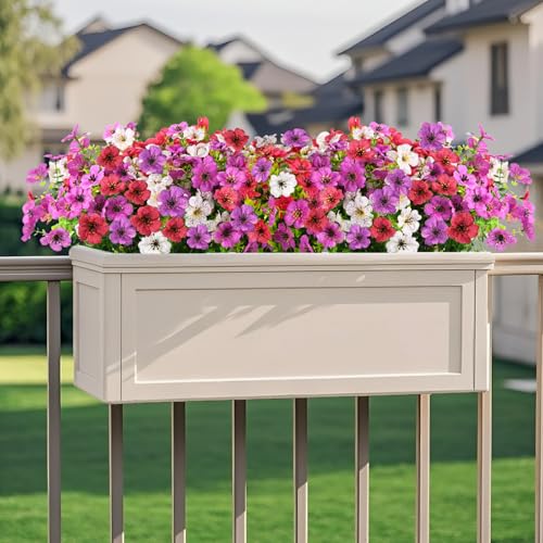INQCMY Artificial Flowers for Outdoors Faux Plants Fake Flowers Spring Summer Decoration,12 Bundles Faux Silk Colorful Daisy Realistic UV Resistant for Outside Home Planter Window Porch Patio Yard - color: Purple White Rose Red, size: 12 PCS