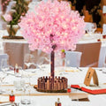 4FT Pink Christmas Artificial Cherry Blossom Tree with LED Light, Handmade Pink Cherry Tree, Cherry Blossom Tree Artificial for Party, Wedding, Home Decor, Indoor & Outdoor (1.2M/4 Trunks) - size: 4ft