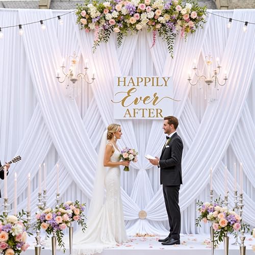 10ftx12ft Wrinkle Free White Backdrop Curtain for Wedding Parties, Silky Polyester 12 ft Long Photo Backdrop Drapes Back Drop Cloth Drapery for Birthday Baby Shower Photography Background - color: White, size: 5ft(W)x12ft(H)_2 Panels