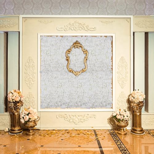 BLOSMON Flower Wall Panel Backdrop - 6 Pcs 24 x 16 Inch White Artificial Hydrangea Floral Backdrop for Wedding Party Baby Bridal Shower Decor, Hanging Fake Silk Flower Backdrop Decoration | 24 x 16 Inch Floral Wall for Wedding Party Baby Bridal Shower Dec