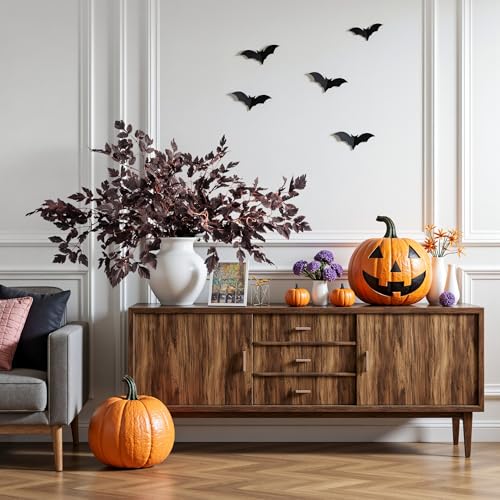 Ttranewsoo Artificial Cimicifuga Plant Leaf Fake Plants Fall Stems for vases Fake Leaves Silk Plants for Fall Decorations for Home Dining Table, Wedding, Fireplace Decorations 8PCS 23.6In（No vase） - color: 8pcs