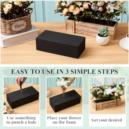 Lallisa 4 Pcs Black Reusable Floral Foam Blocks Water Weather Resistant Dry Floral Foam for Artificial Flower Arrangements Outdoor Hanging Florist Plant Bases for DIY Wedding (8.9 × 4.1 × 2.7) - color: Black, size: 8.9 × 4.1 × 2.7