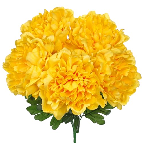 Briful Artificial Peony Flowers Bouquet 15.7" Faux Yellow Silk Peonies Floral Arrangement Fake Flower Stems for Home Office Wedding Party Table Vase Centerpiece Decor - color: Yellow