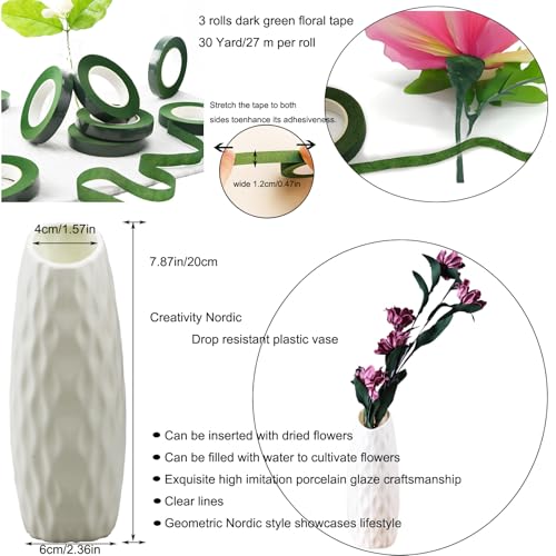 Floral Tape and Wire Arrangement Tools Kit with Wire Cutter - 1 pcs vase, 16 Gauge Paper Bag Flower Stalk and 22 Gauge Binding Iron Rope, Boutonniere Pin, for Bouquet Stem Wrapping and Floral Crafts - color: 16Ga Floral Wire+Wire Cutter Pin vase Floral Ta