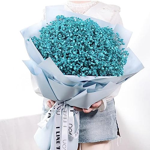 17.2 Inch Dried Flowers Baby's Breath Bouquet - 2500+ Dry Flowers,Natural Gypsophila Branches for Home Decor, Wedding, Table Decor, DIY Wreath Floral, Dry Flowers Bulk for Vase (Blue) - color: Blue