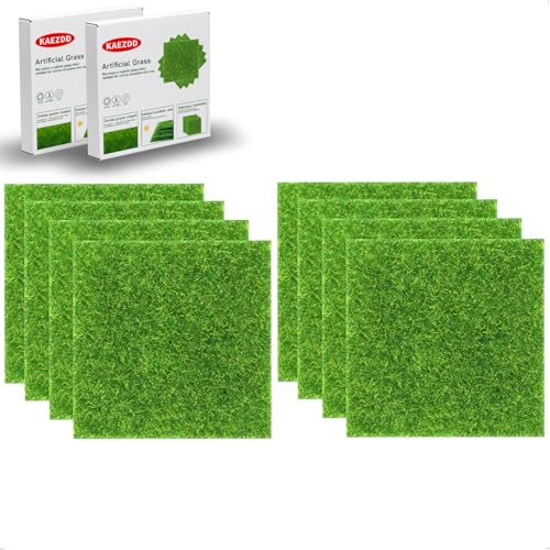 8 Pcs 6 X 6 Inch Fake Grass Decor for Crafts, Artificial Grass for Miniature Ornament Projects, Model Turf Grass for DIY Fairy Garden Accessories and Decor Kit - size: 8 Count (Pack of 1)