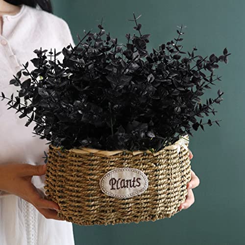 RECUTMS Black Artificial Flowers, 12 Pcs Fake Outdoor UV Resistant Plants Faux Plastic Greenery Shrubs Indoor Outside Hanging Planter Flower Decoration, Garden Decor (Black) - color: Black, size: 12 Pcs