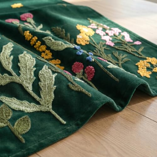 Artoid Mode Green Soft Chain Embroidery Wild Floral Christmas Table Runner, Seasonal Spring Kitchen Dining Table Decoration for Home Party Decor 13x72 Inch - color: Green, size: 13" x 72", Table Runner