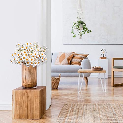 AmyHomie Artificial Daisy Flowers, 5 Bunches 135 Heads White Silk Gerbera Daisies, Fake Wildflowers with Bendable Stems for Wedding Home Indoor Outdoor Decor (20 Inches，White) - color: White