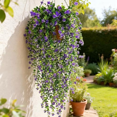 76cm Artificial Eucalyptus Flower Rattan Green Fake Plant Lvy DIY for Indoor Outdoor Wall House Weddings Patios Porches Decor (Purple) - color: Purple