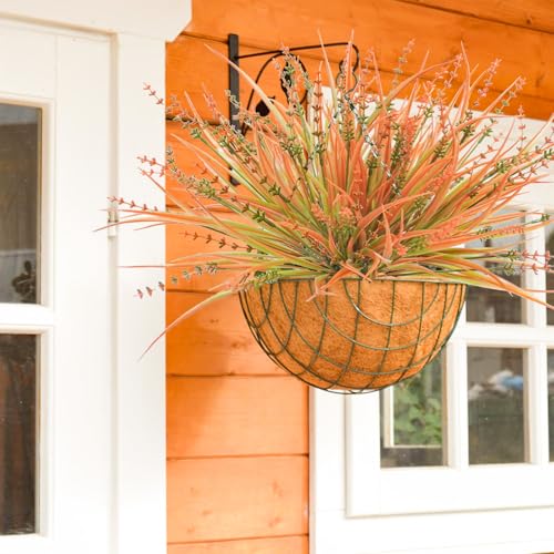 10 Pcs Fall Flowers, UV Resistant Artificial Fall Plants Outdoor Plastic Fake Fall Flowers Faux Monkey Grass Shrubs Bushes for Indoor Outside Planters Porch Window Box Home Decor - color: Bright Orange, size: 10pcs