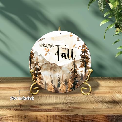 Vintage Fall Hello Round Metal Sign Fall Scenery Thanksgiving Day Sign Farmhouse Rustic Wreath Wall Decoration for Indoor Outdoor Home Porch Window Decor 8 Inch - color: Thanksgiving 5, size: 8 inches