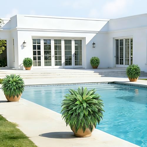 Suntee 48" Large Artificial Ferns 2 Pack, Realistic Fake Boston Fern Plant with 100 Bendable Fronds, UV Resistant Zero Maintenance Faux Bush for Outdoors Garden Patio Porch Living Room Home Decor