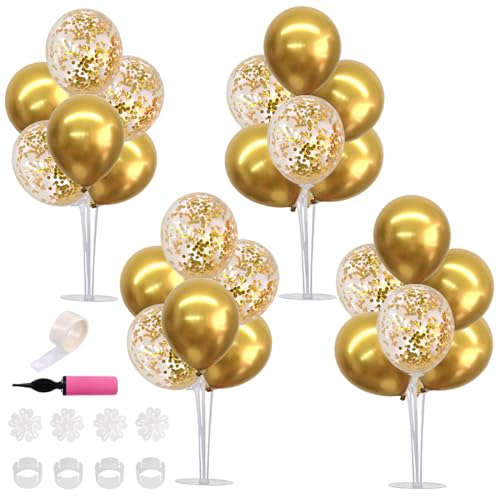 TONIFUL 4 Set Gold Balloon Centerpieces for Tables,Gold Birthday Party Decorations,Table Centerpieces for 50th Birthday Anniversary Graduation Decorations 2026 New Year Prom Retirement Wedding - color: Gold