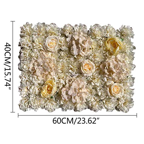 16"x 24" Artificial Flower Wall Panels,Flower Wall Mat Silk Flower Panels for Outdoor Garden Backyard Fence Fence Privacy Screen and Indoor Wall Decor (6Pcs Light Yellow) - color: 6Pcs Light Yellow