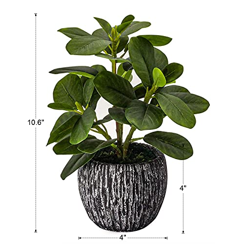 Artificial Potted Plant, Real Touch Artificial Oak Leaves Waterproof Fake Plants Indoor Outdoor, Eco Friendly Modern Concrete Greenery Plant Pots for Office Home Kitchen Shelf Farmhouse Decor - color: Green