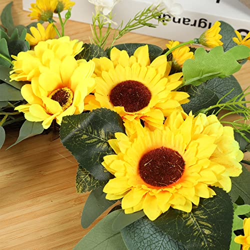 H&W 2pcs Small Size Artificial Wedding Arch Flowers for Wedding Sign, Floral Swag Dusty Decor for Reception Ceremony Backdrop Sweetheart Table （Sunflower） - color: Sunflower