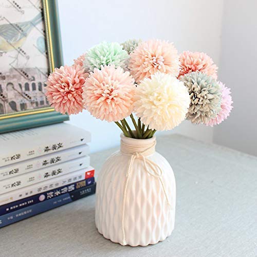 12pcs Pink Artificial Flowers Silk Chrysanthemum Ball Hydrangea Bridal Wedding Bouquet for Home Garden Party Decor (Grapefruit Pink) - color: Grapefruit Pink,12pcs