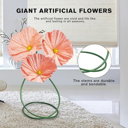 Large Flowers Artificial Flower Decoration - Wedding Giant Flowers Huge Artificial Paper Floral for Birthday Ceremony Party Event Mall Window Display Decorations 3pc (Pink) - color: Pink Poppy