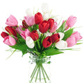 obbsie 6 pcs Tulips Artificial Flowers, Artificial Red White Pink Tulips Flowers Real Touch Silk Flower for Wedding Party Home Table Decor