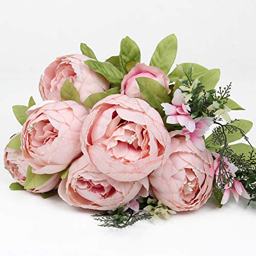 Silk Peony Bouquet Vintage Artificial Peonies Flower for Home Wedding Party Decor (1pcs, Spring Rose Pink) - color: Spring Rose Pink