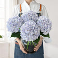 JINWOE Boho Fake Hydrangea Artificial Flowers, 4Pcs 22" Large Lifelike Silk Artificial Hydrangeas, Full Fake Flowers for Bouquet Table Centerpieces Wedding Indoor Home（Light Blue Violet） - color: Light Blue Violet