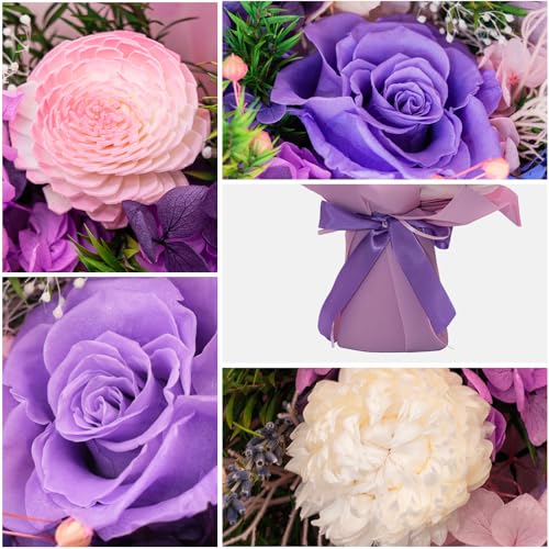Forever Flower Gifts for Her: Romantic Flowers for Graduation-Daughter Girlfriend Wife Mom Grandma-Preserved Rose Bouquets-Flowers for Delivery Prime on Birthday Anniversary Valentines (Lilac) - color: Lilac