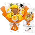 Giegxin Large Graduation Bear Flower Bouquet Set Crochet Graduation Bouquet Gift 2026 Handmade Sunflower Rose Greeting Card Gift Bag for Birthday Teacher Appreciation Grad Party Favor Supplies(Orange)