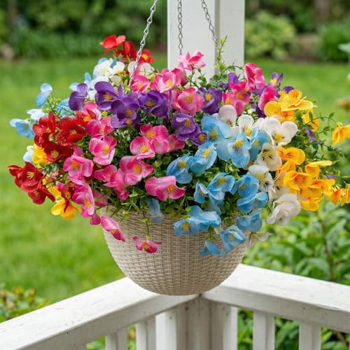 trytuny Artificial Flowers for Outdoor, Realistic Faux Plants for Outside Indoor Porch Patio Window Box Planter Home Decor (12Pcs Mixed Color) - size: 12Pcs Mixed Color