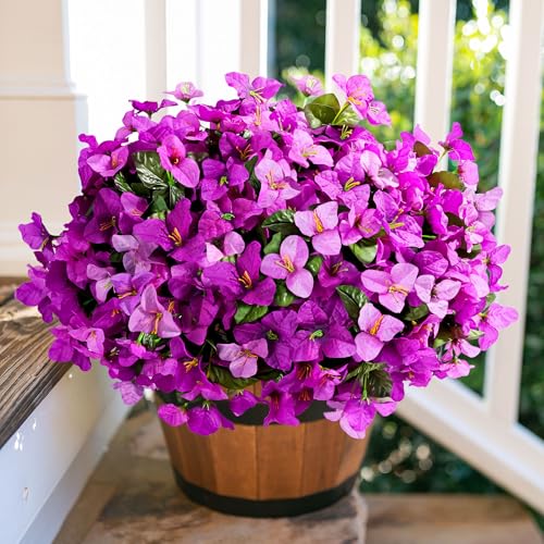 Ivydale Spring Artificial Flowers for Outdoors, 4 Bundles Fake Bougainvillea UV Resistant Faux Silk Flowers Realistic Outdoor Plants for Planter Patio Porch Window Garden Home Decor, Mixed Fuchsia - color: Mixed Fuchsia